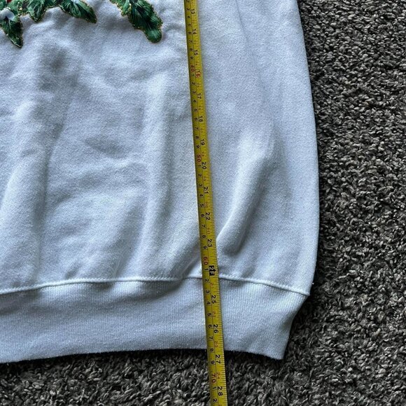 Vintage Hanes Sweater Womens XL White w/Cardinal & Christmas Tree 80s Winter - Picture 7 of 8
